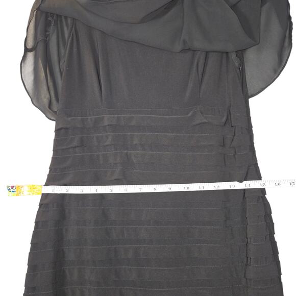 Scarlett Womens 8 Black Chiffon Cape Overlay Sheath Dress Witchy Whimsigoth - Picture 11 of 16